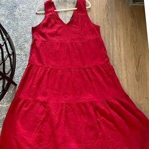 Quince Red Tiered Maxi Dress